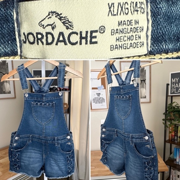 Jordache Other - Jordache Juniors Jean Overall Shorts Size XL 14-16